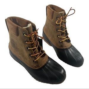 Sorel Black and Tan Men’s Waterproof Snow Boots Sz 9.5